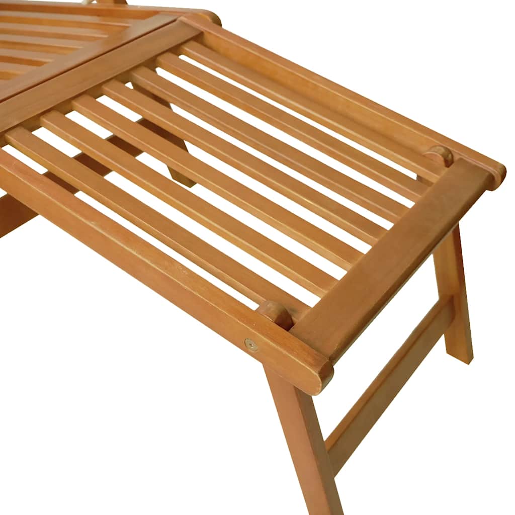 Silla de jardín con reposapiés y mesita madera maciza de acacia