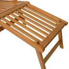 Silla de jardín con reposapiés y mesita madera maciza de acacia