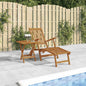 Silla de jardín con reposapiés y mesita madera maciza de acacia