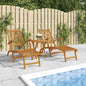 Silla de jardín con reposapiés y mesita madera maciza de acacia