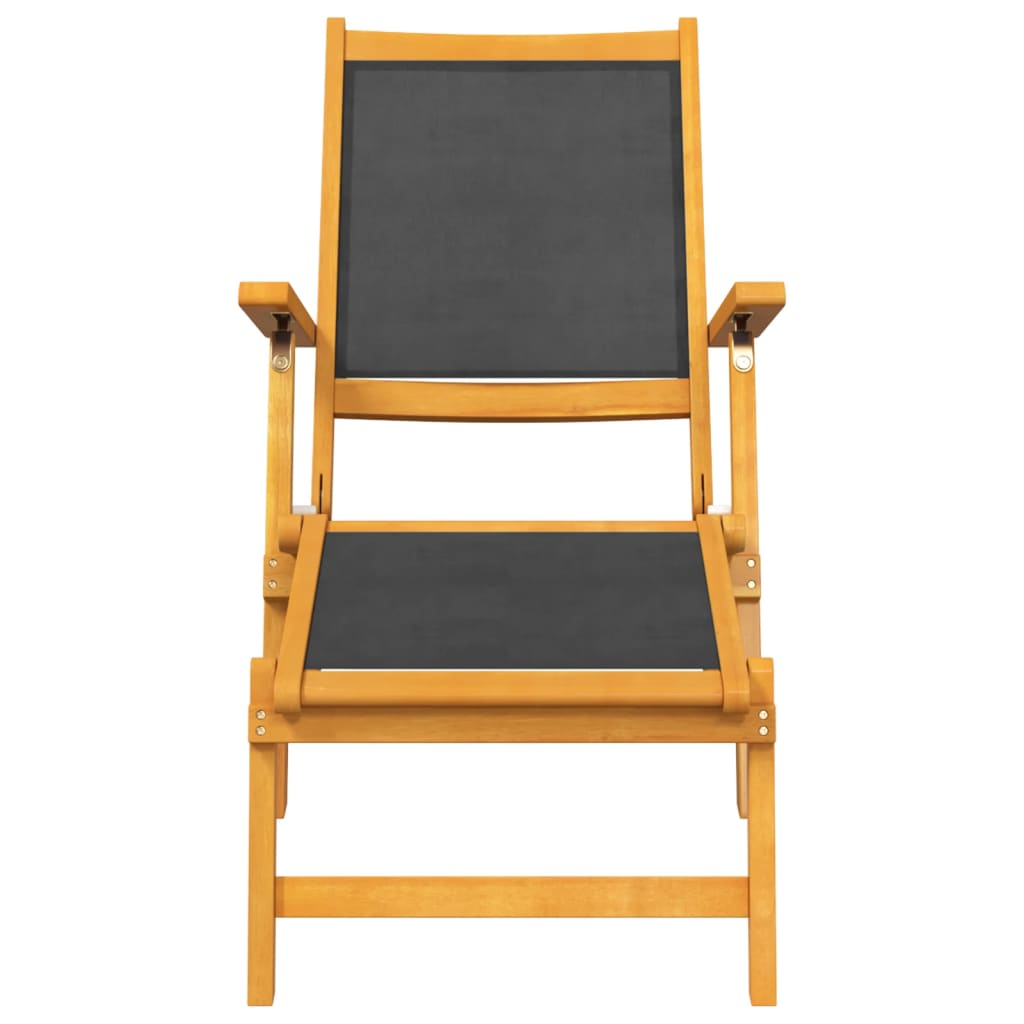 Silla de jardín con reposapiés y mesa madera acacia y textilene