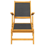 Silla de jardín con reposapiés y mesa madera acacia y textilene