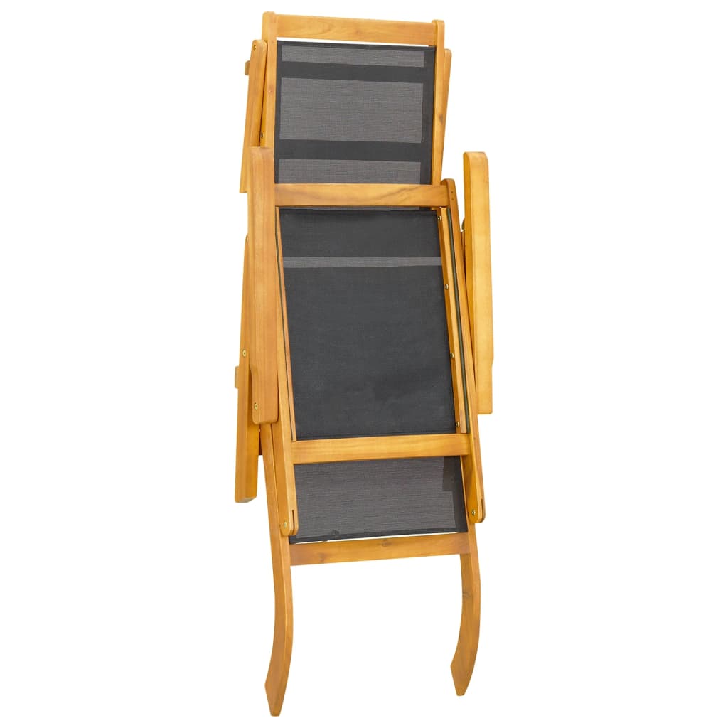 Silla de jardín con reposapiés y mesa madera acacia y textilene