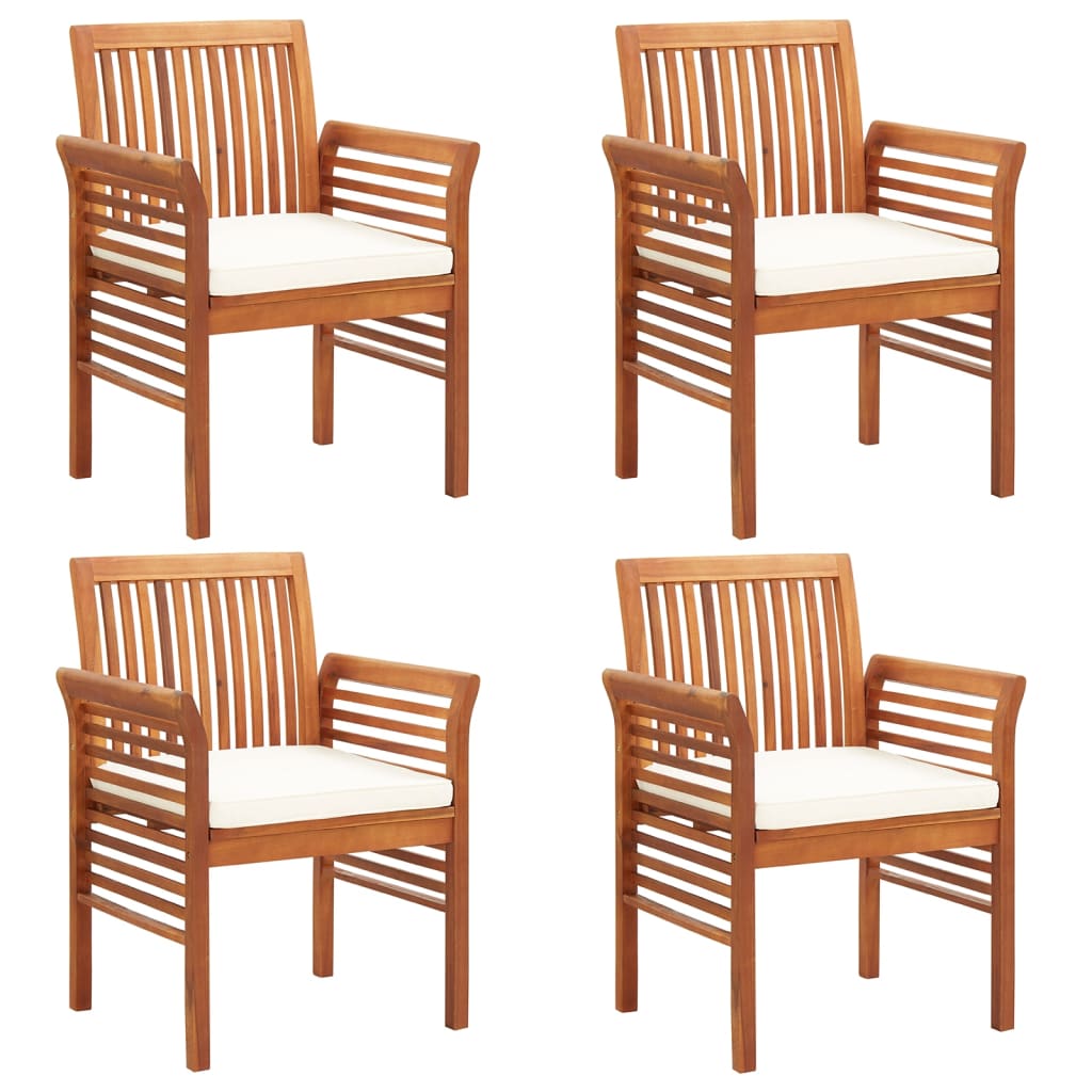 Sillas de comedor de jardín 4 uds con cojines madera de acacia