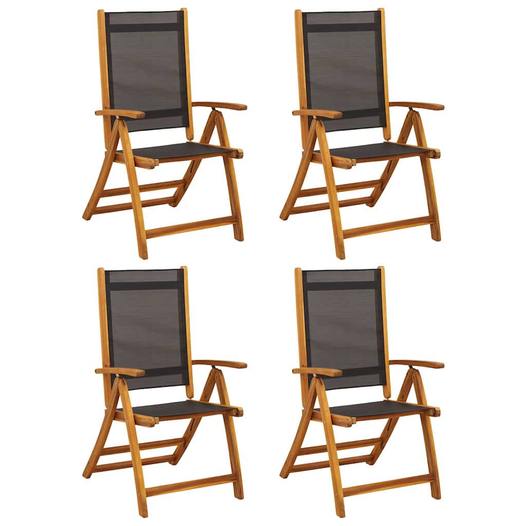 Sillas de jardín plegables 4 uds madera maciza acacia textileno