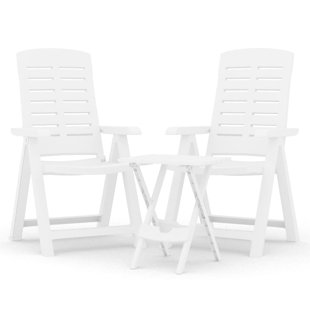 Juego de comedor para jardín 3 piezas polipropileno blanco
