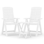 Juego de comedor para jardín 3 piezas polipropileno blanco
