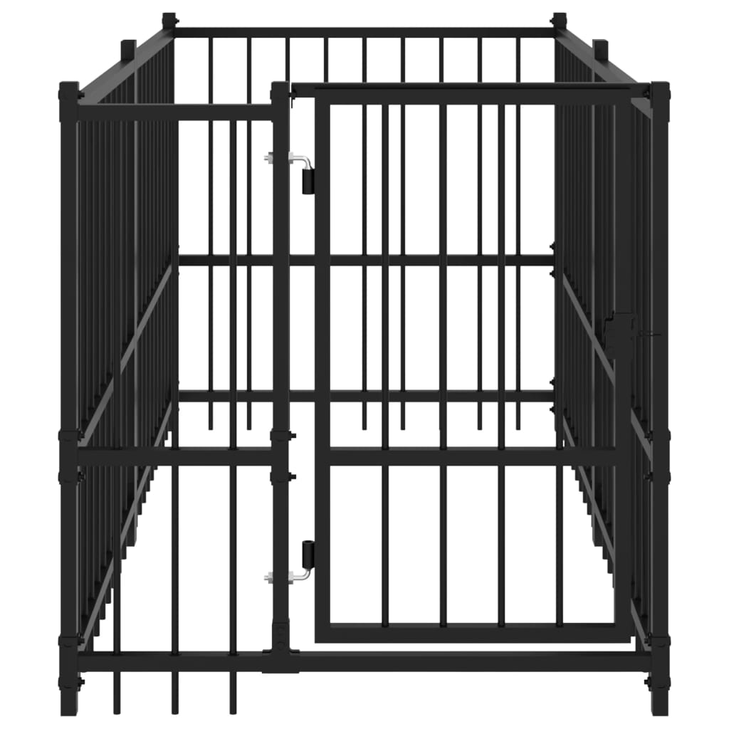 Perrera de acero negro 193,5x97x100 cm