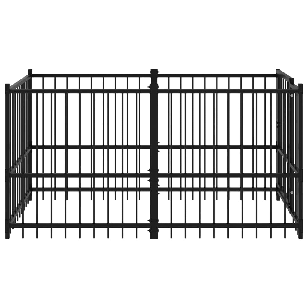 Perrera de acero negro 193,5x97x100 cm