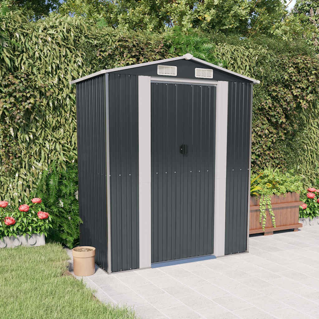Abrigo de jardim castanho 126x97,5x177 cm aço galvanizado