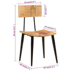 Sillas de comedor 2 uds madera maciza de mango 44x40x80 cm