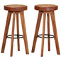 2 pcs kitchen stools real leather solid acacia wood