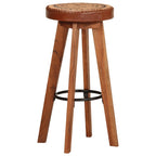 Taburetes de cocina 2 uds cuero auténtico madera maciza acacia