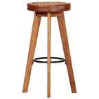 Taburetes de cocina 2 uds cuero auténtico madera maciza acacia