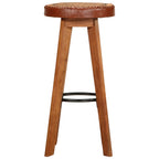 Taburetes de cocina 2 uds cuero auténtico madera maciza acacia