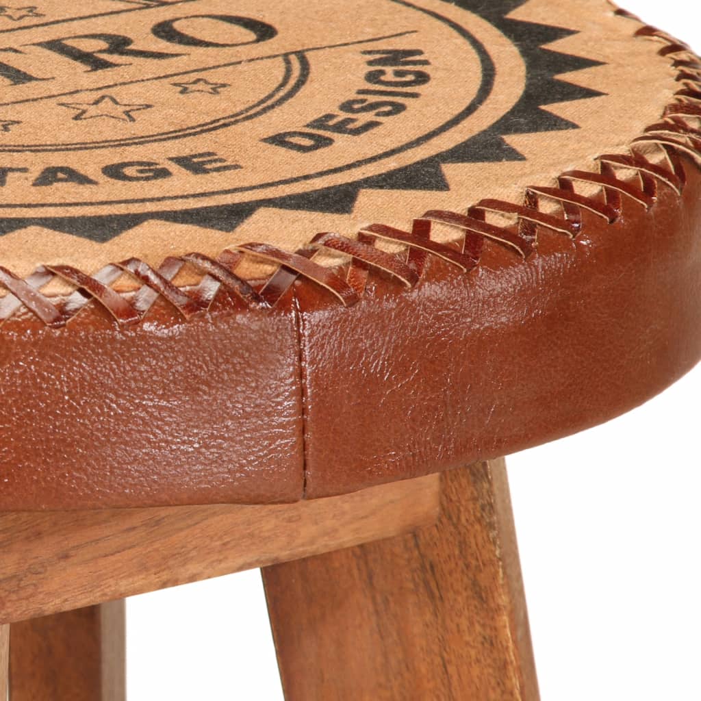Taburetes de cocina 2 uds cuero auténtico madera maciza acacia
