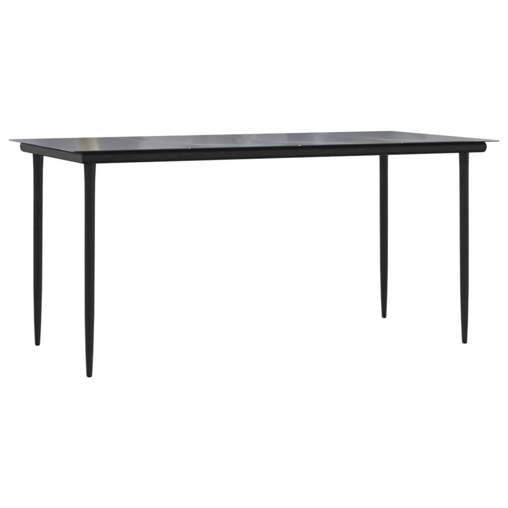 Mesa comedor jardín acero y vidrio templado negro 160x80x74 cm