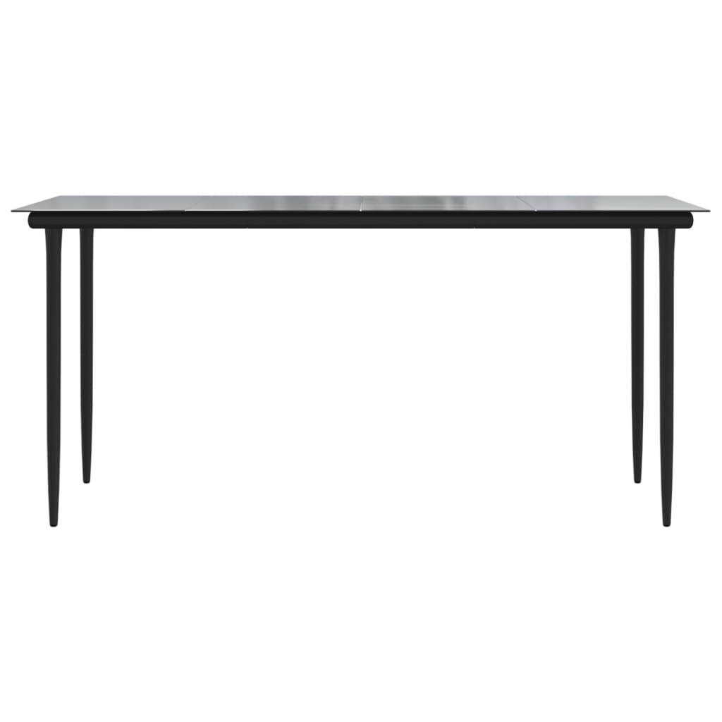 Mesa comedor jardín acero y vidrio templado negro 160x80x74 cm