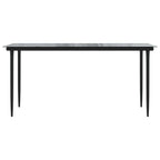 Mesa comedor jardín acero y vidrio templado negro 160x80x74 cm