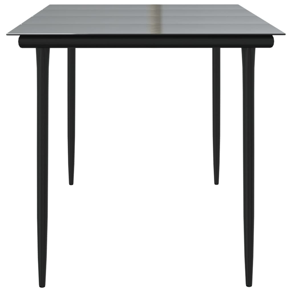Mesa comedor jardín acero y vidrio templado negro 160x80x74 cm