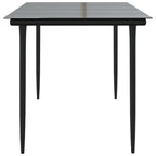 Mesa comedor jardín acero y vidrio templado negro 160x80x74 cm