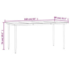 Mesa comedor jardín acero y vidrio templado negro 160x80x74 cm