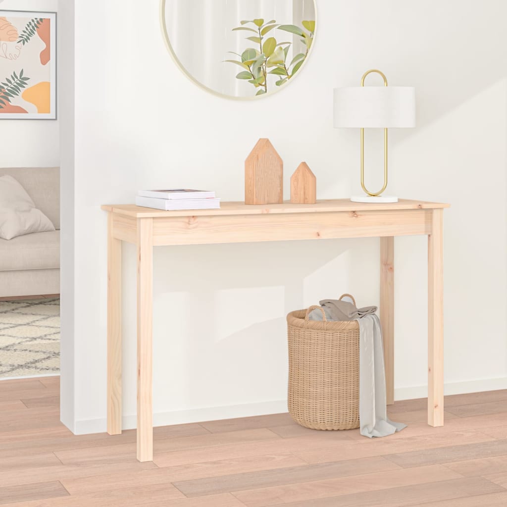 Mesa consola de madera maciza de pino blanco 110x40x75 cm