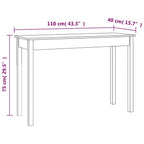Mesa consola de madera maciza de pino blanco 110x40x75 cm