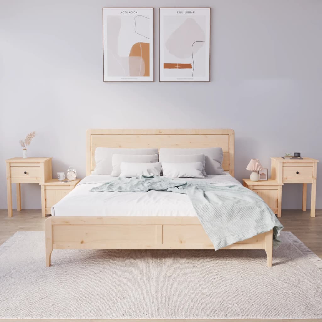Mesitas de noche 2 uds madera de pino blanco 79,5x38x65,5 cm
