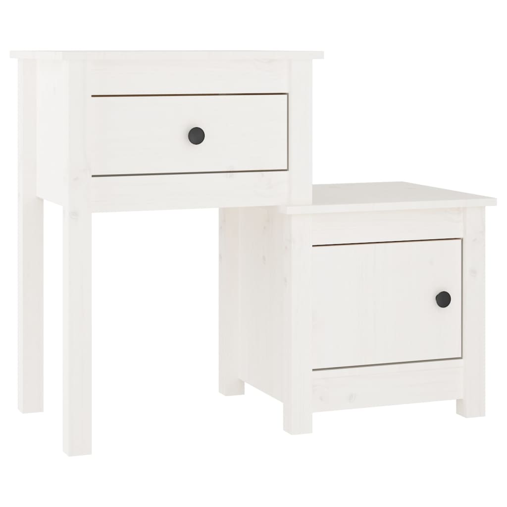 Mesitas de noche 2 uds madera de pino blanco 79,5x38x65,5 cm