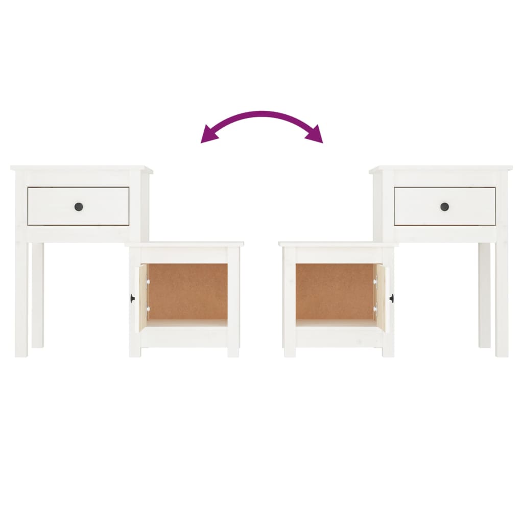 Mesitas de noche 2 uds madera de pino blanco 79,5x38x65,5 cm