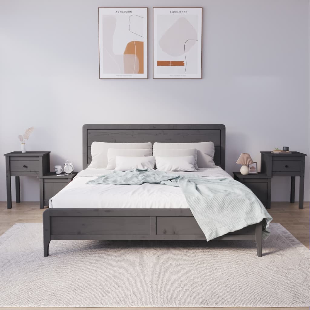 Mesitas de noche 2 uds madera de pino blanco 79,5x38x65,5 cm