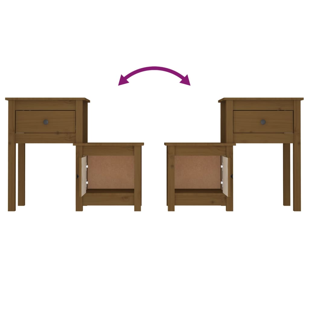 Mesitas de noche 2 uds madera pino marrón miel 79,5x38x65,5 cm