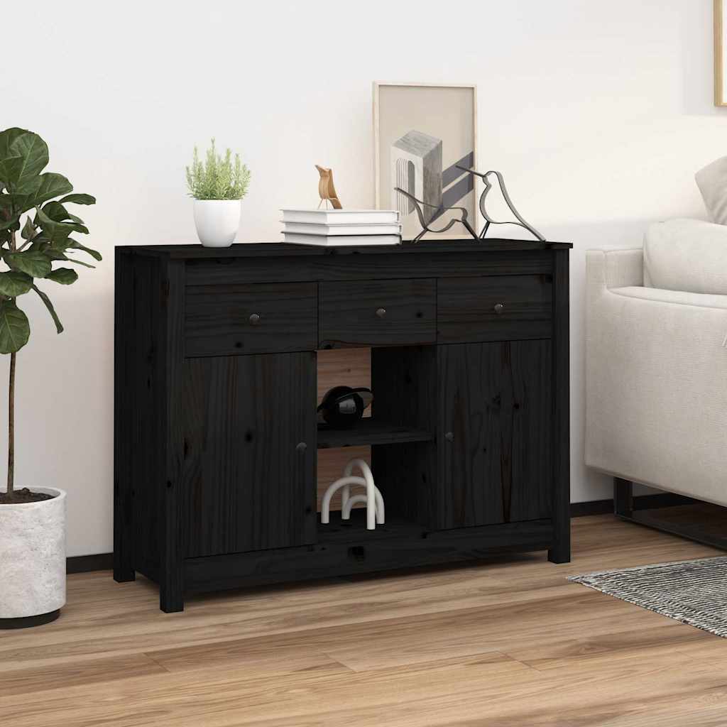 Aparador con patas metal OSLO madera maciza blanco 113x40x77 cm