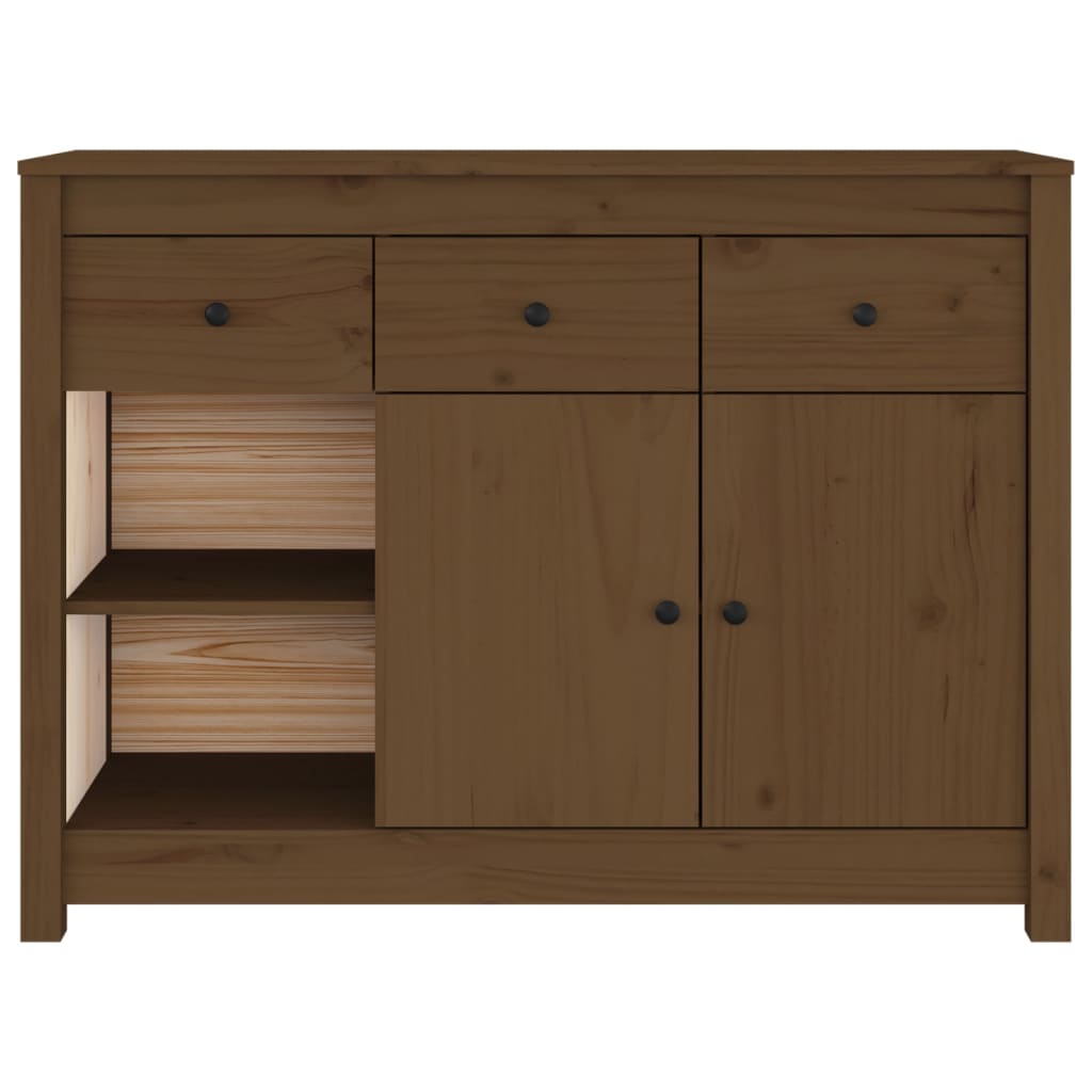 Aparador de madera maciza de pino marrón miel 100x35x74 cm