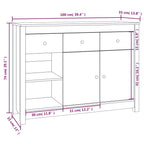 Aparador de madera maciza de pino marrón miel 100x35x74 cm