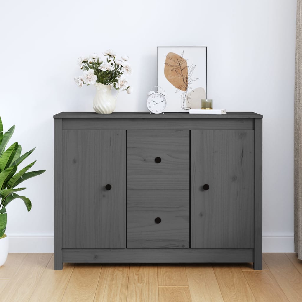 Aparador de madera maciza de pino blanco 100x35x74 cm