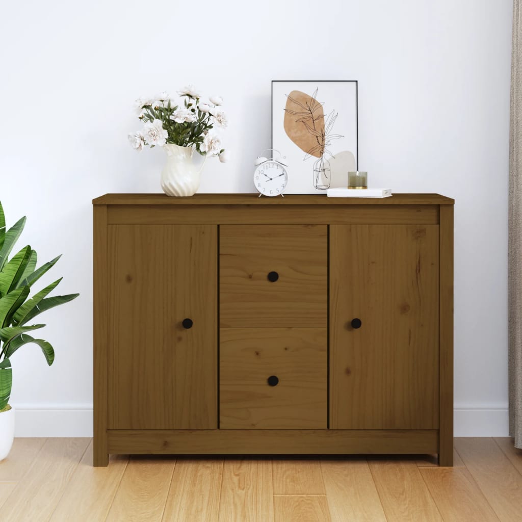Aparador de madera maciza de pino blanco 100x35x74 cm