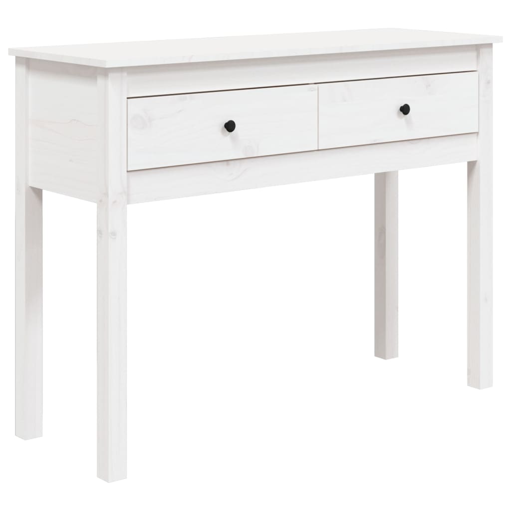 Mesa consola de madera maciza de pino blanco 100x35x75 cm