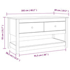 Mesa de centro de madera maciza de pino 102x49x55 cm