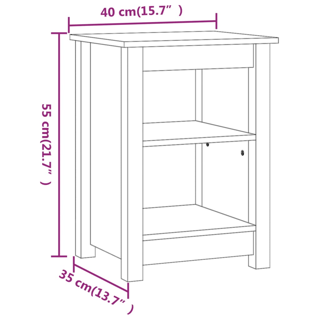Mesita de noche madera maciza de pino 40x35x55 cm