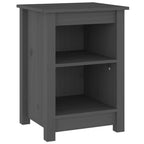 Mesita de noche madera maciza de pino gris 40x35x55 cm