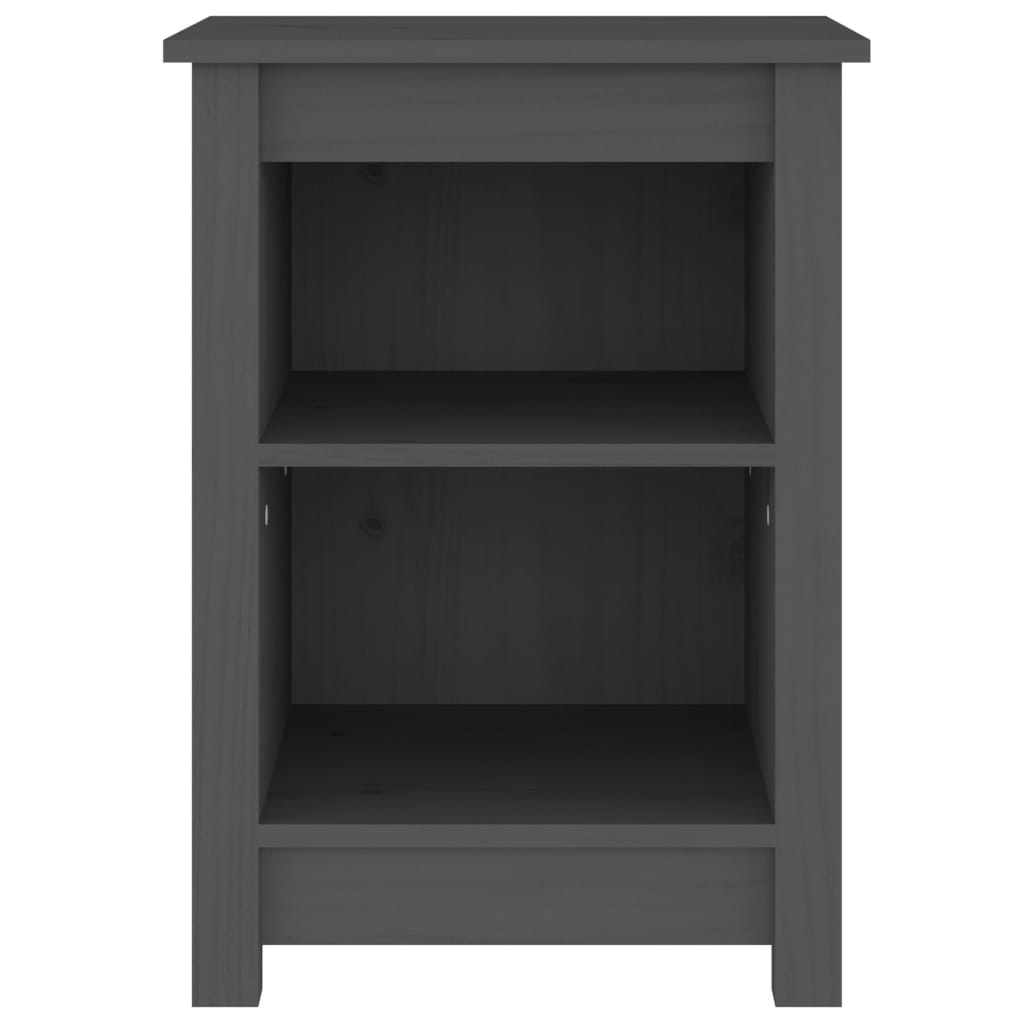 Mesita de noche madera maciza de pino gris 40x35x55 cm