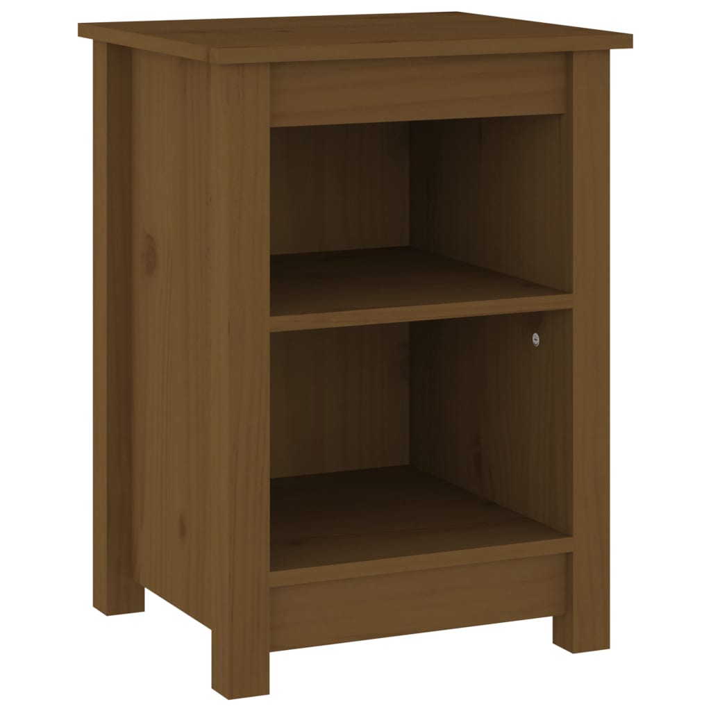 Mesita de noche madera maciza de pino marrón miel 40x35x55 cm