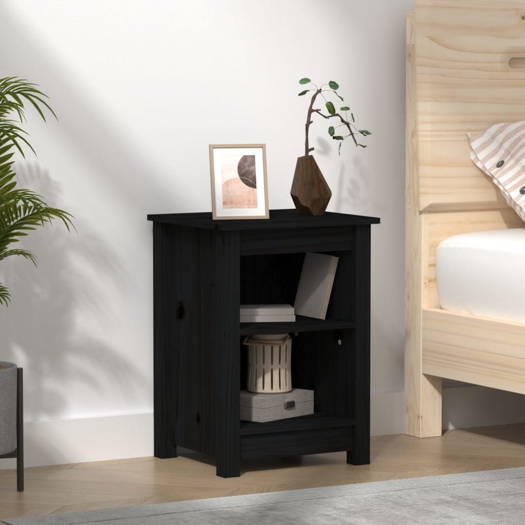 Mesita de noche madera maciza de pino marrón miel 40x35x55 cm