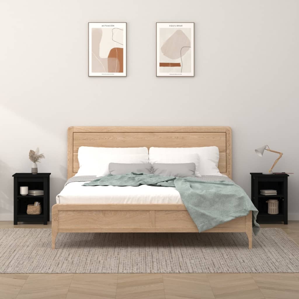 Mesitas de noche 2 uds madera de pino marrón miel 40x35x55 cm