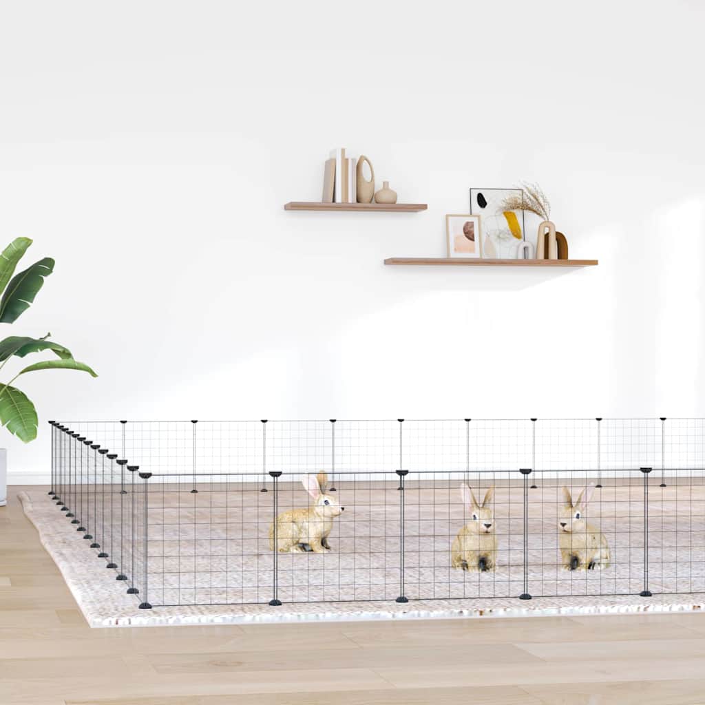 52-panel pet cage black steel door 35x35 cm