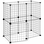Jaula para mascotas de 12 paneles puerta acero negro 35x35cm