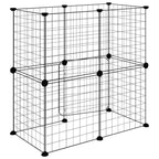 Jaula para mascotas de 12 paneles puerta acero negro 35x35cm