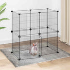 Jaula para mascotas de 12 paneles puerta acero negro 35x35cm